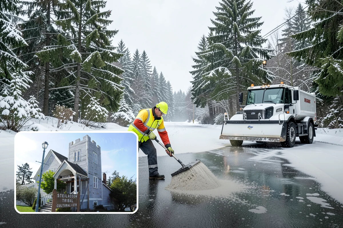 Roof Edge Clearing in Steilacoom, Pierce County, WA - Removes falling-snow and icicle hazards over entrances