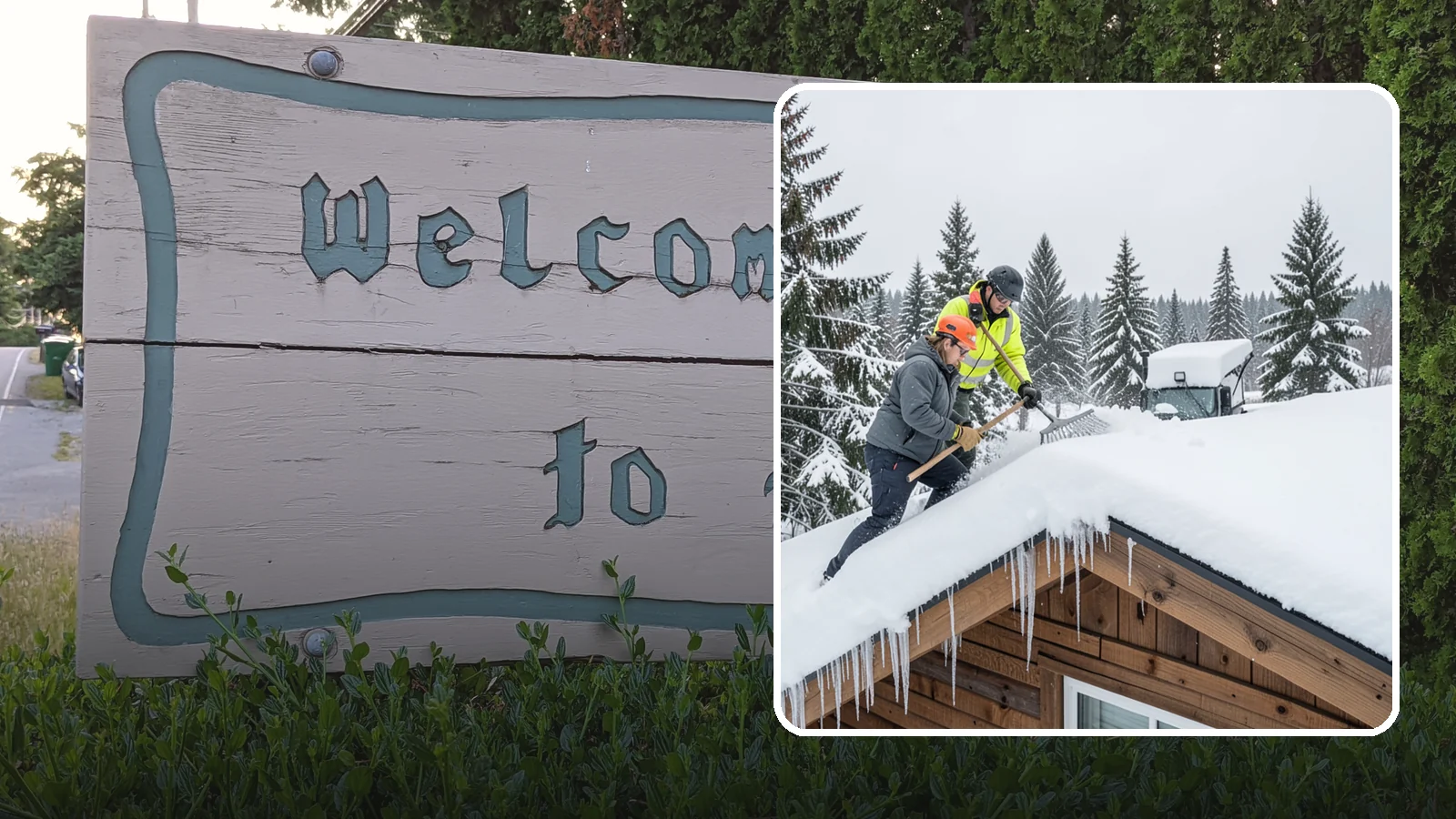 Roof Raking in Brier, Snohomish County, WA - We rake snow off the lower roof edge from the ground to reduce load and cut ice dam risk.