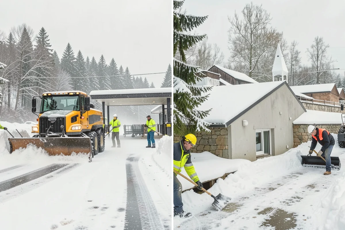 Roof Raking in Brier, Snohomish County, WA - Set up an extension rake safely on the ground