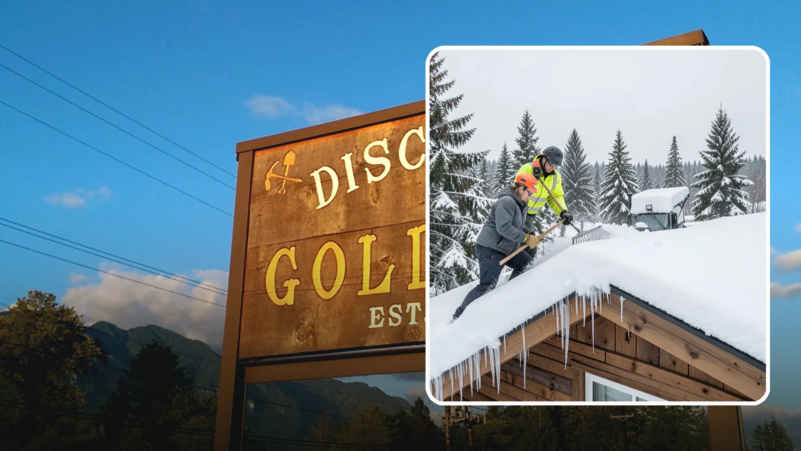 Roof Raking in Gold Bar, Snohomish County, WA - We rake snow off the lower roof edge from the ground to reduce load and cut ice dam risk.