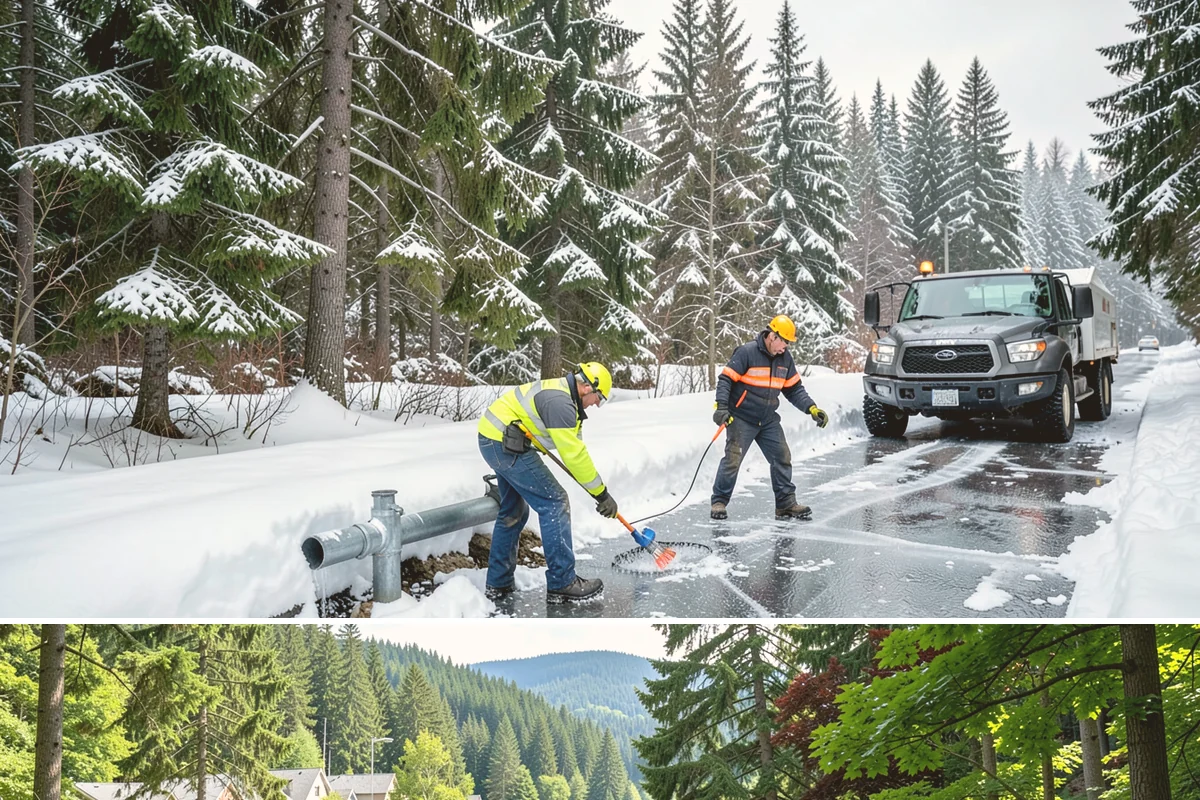 Roof Raking in Lake Forest Park, King County, WA - Roof raking is best done after each lowland snowfall and repeated through the freeze-thaw cycles that drive ice dam formation.