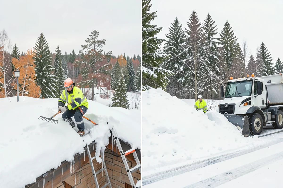 Roof Raking in Ruston, Pierce County, WA - Set up an extension rake safely on the ground