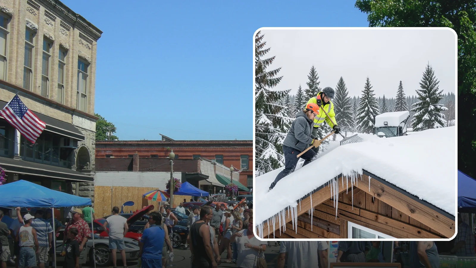 Roof Raking in Snohomish, Snohomish County, WA - We rake snow off the lower roof edge from the ground to reduce load and cut ice dam risk.