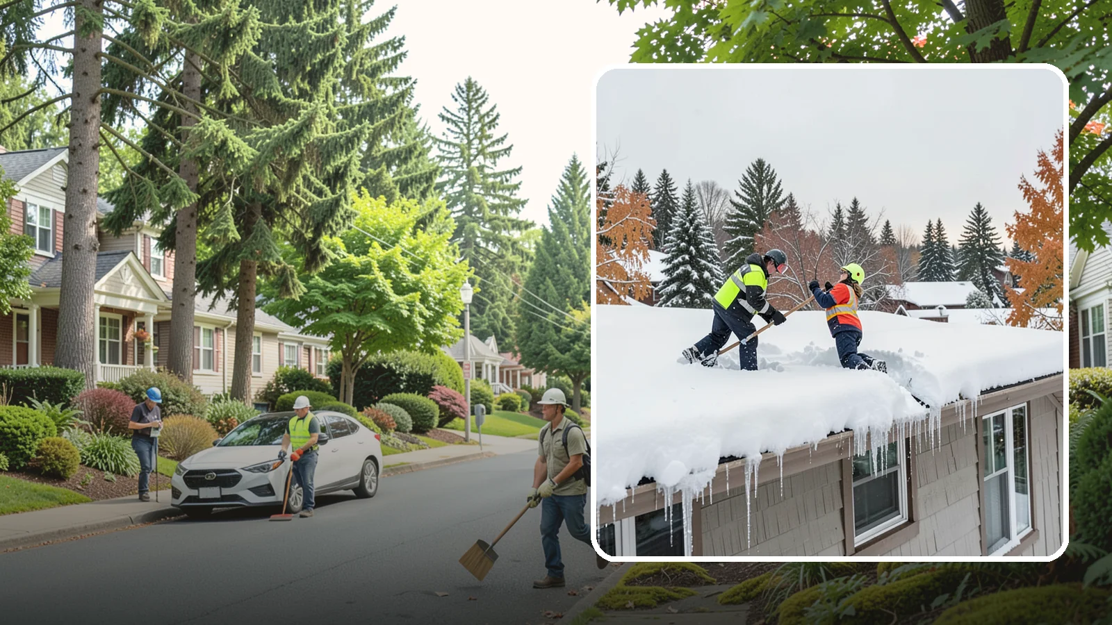 Roof Snow Removal in Beaux Arts Village, King County, WA - We safely remove accumulated snow from residential and light commercial roofs to protect against structural overload.