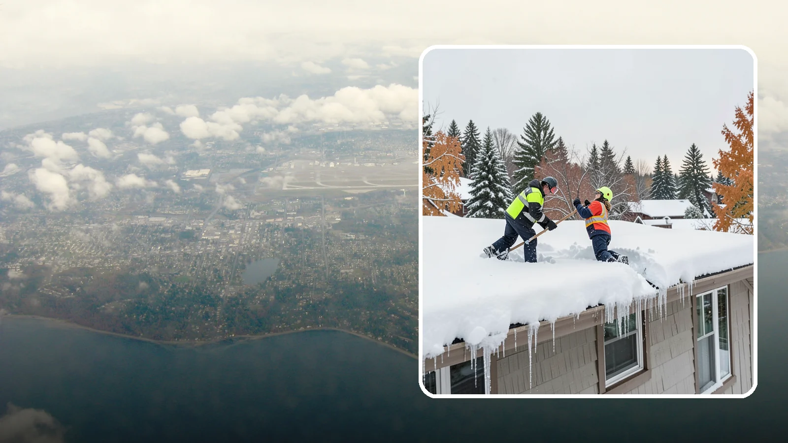 Roof Snow Removal in Burien, King County, WA - We safely remove accumulated snow from residential and light commercial roofs to protect against structural overload.