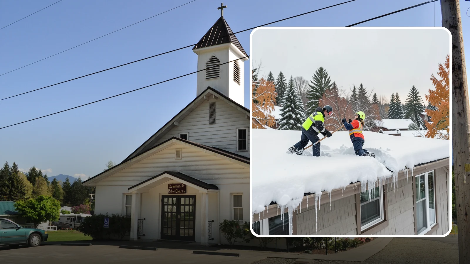 Roof Snow Removal in Concrete, Skagit County, WA - We safely remove accumulated snow from residential and light commercial roofs to protect against structural overload.
