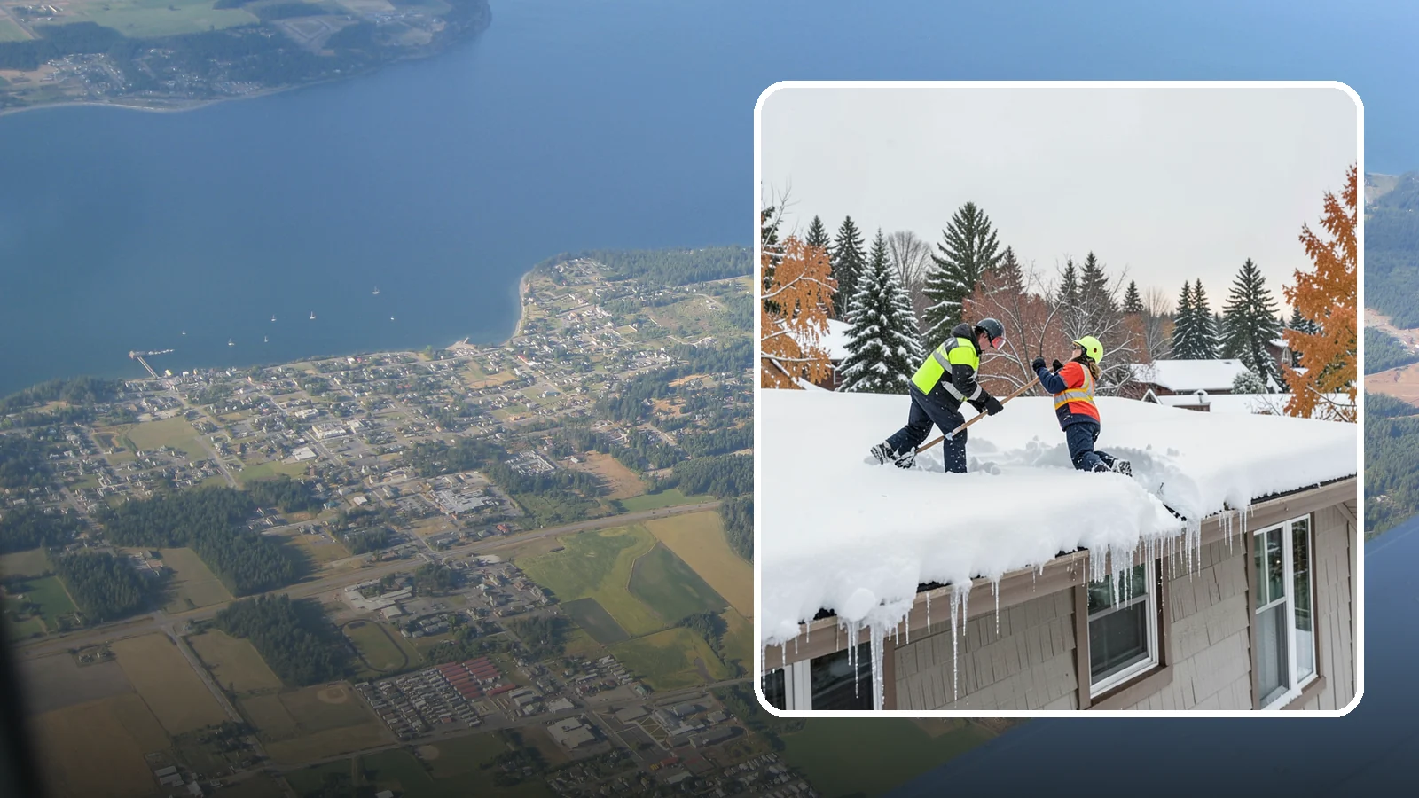 Roof Snow Removal in Coupeville, Island County, WA - We safely remove accumulated snow from residential and light commercial roofs to protect against structural overload.