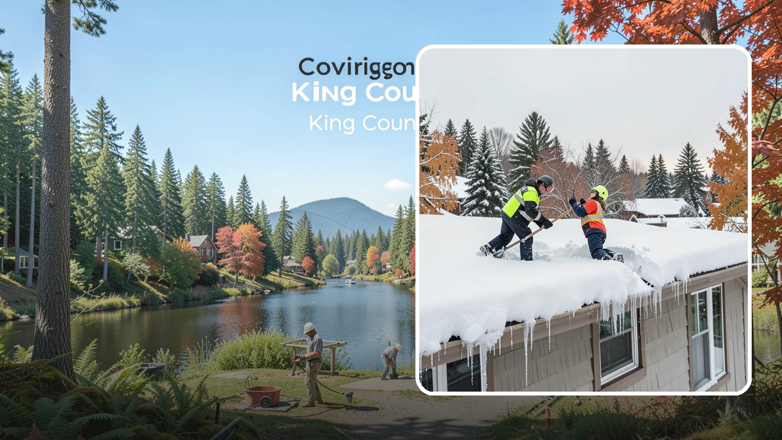 Roof Snow Removal in Covington, King County, WA - We safely remove accumulated snow from residential and light commercial roofs to protect against structural overload.
