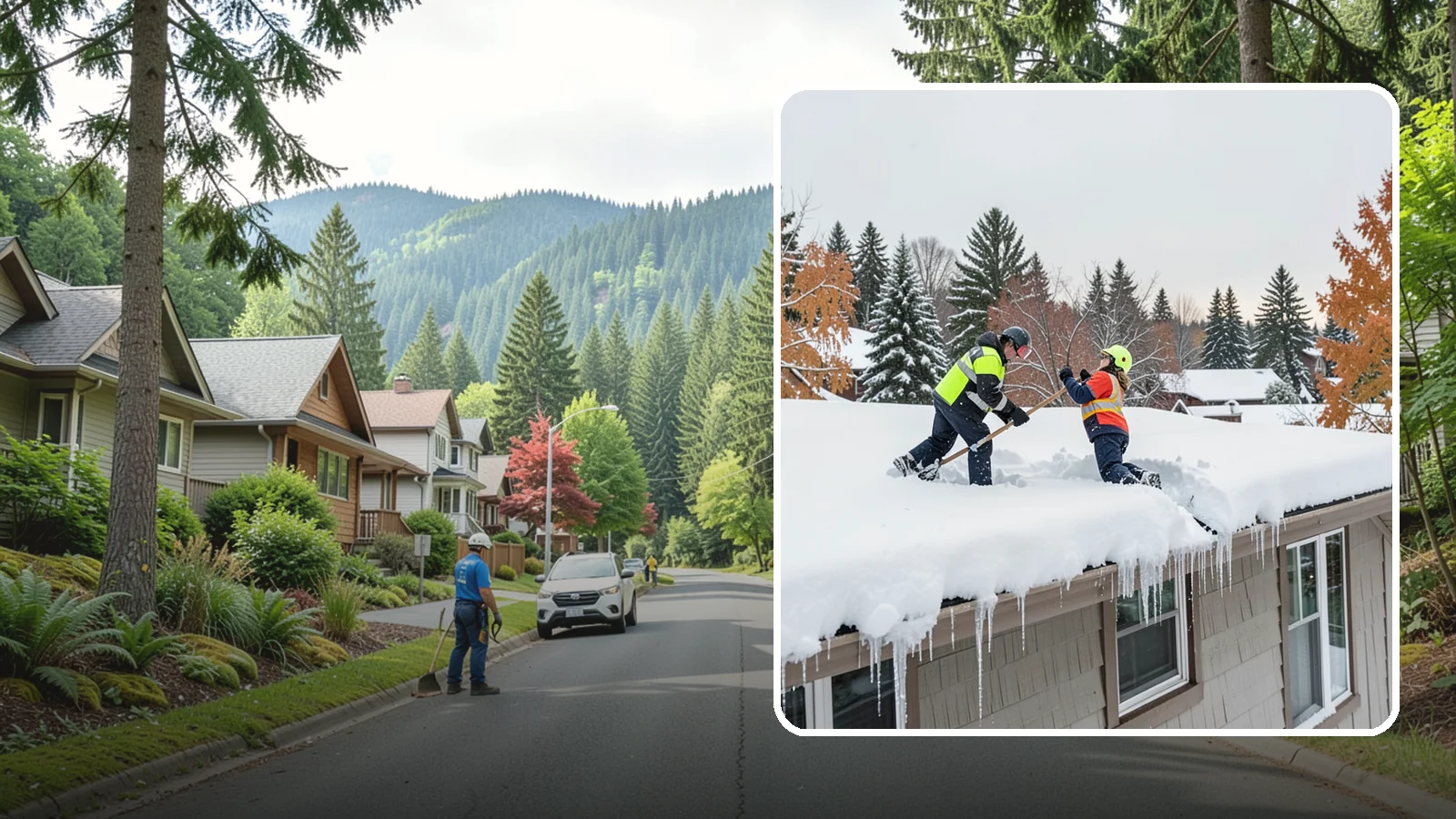 Roof Snow Removal in Darrington, Snohomish County, WA - We safely remove accumulated snow from residential and light commercial roofs to protect against structural overload.