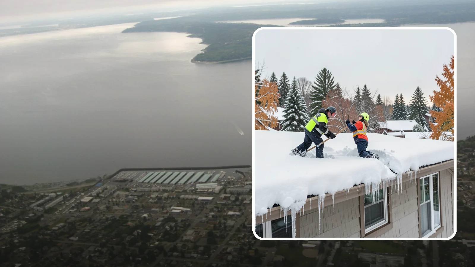 Roof Snow Removal in Des Moines, King County, WA - We safely remove accumulated snow from residential and light commercial roofs to protect against structural overload.