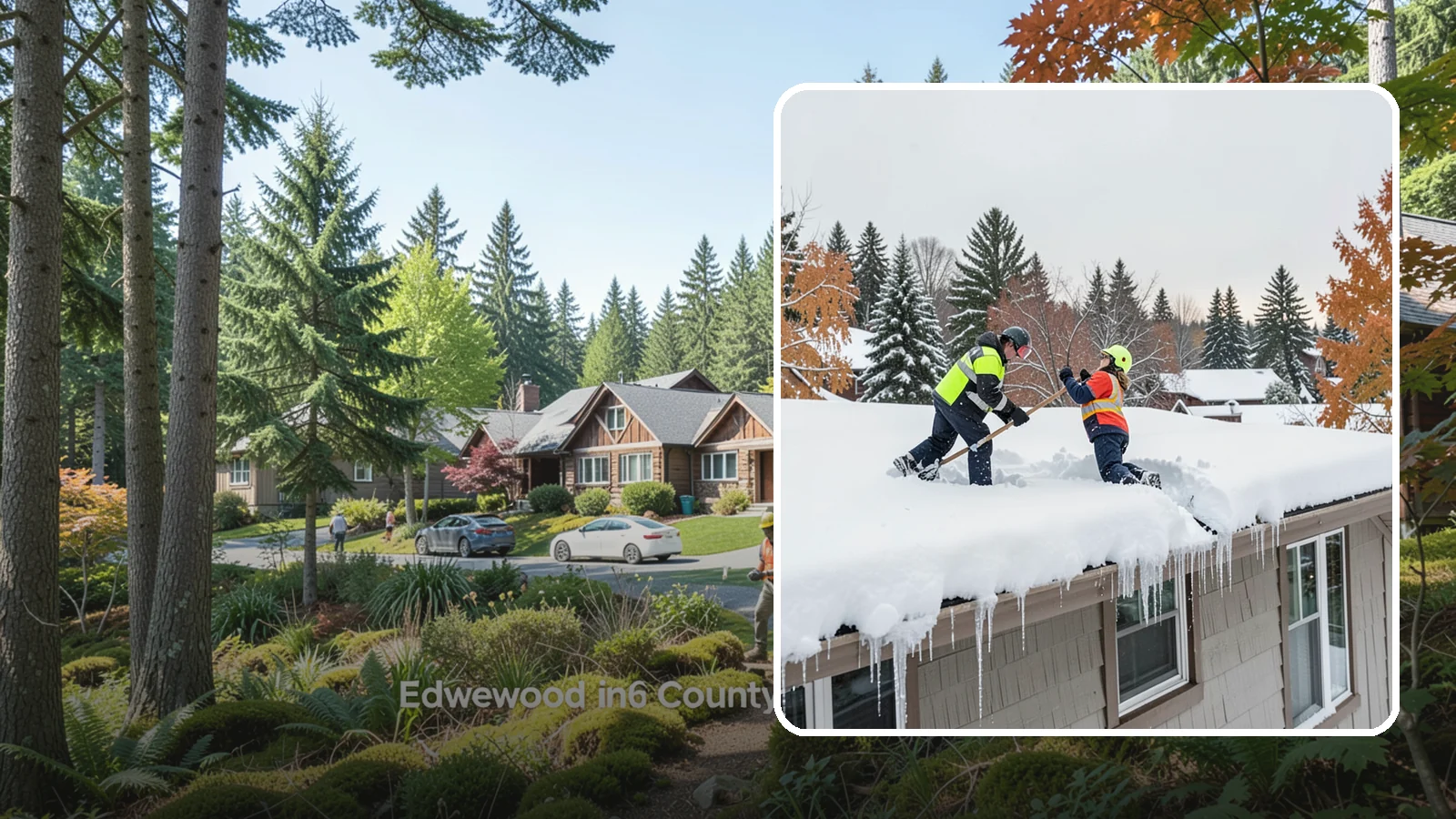 Roof Snow Removal in Edgewood, Pierce County, WA - We safely remove accumulated snow from residential and light commercial roofs to protect against structural overload.
