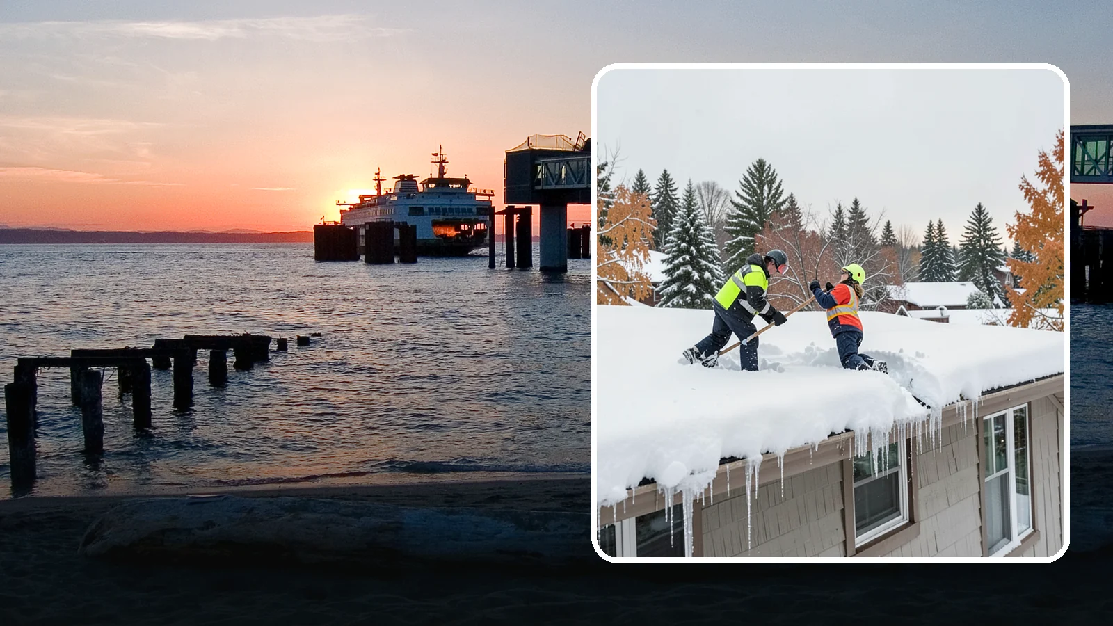 Roof Snow Removal in Edmonds, Snohomish County, WA - We safely remove accumulated snow from residential and light commercial roofs to protect against structural overload.