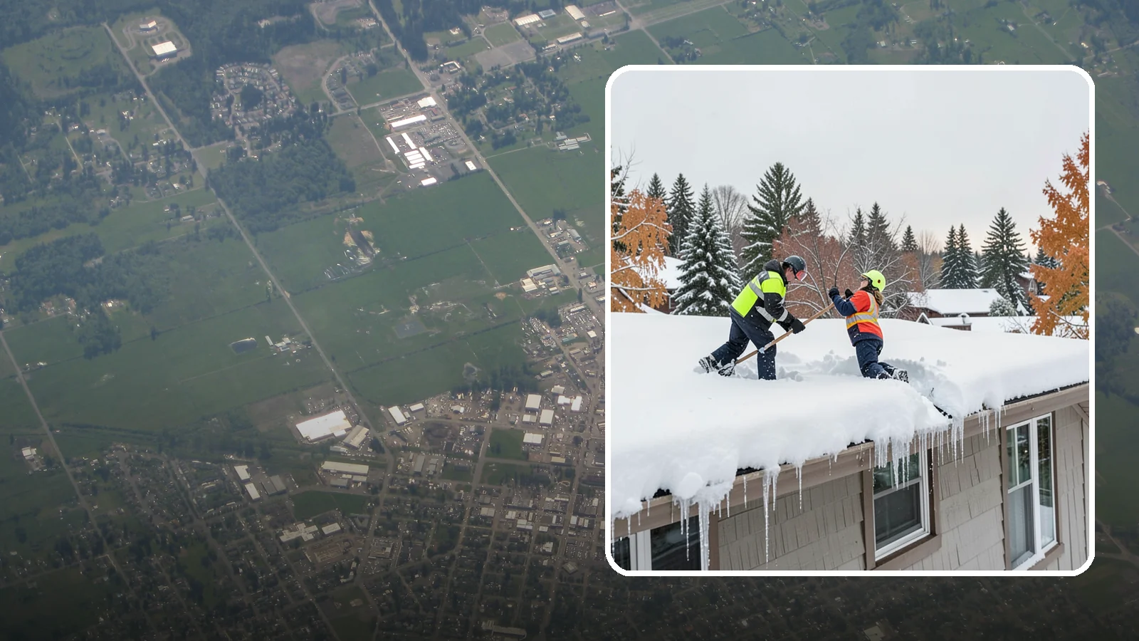 Roof Snow Removal in Enumclaw, King County, WA - We safely remove accumulated snow from residential and light commercial roofs to protect against structural overload.