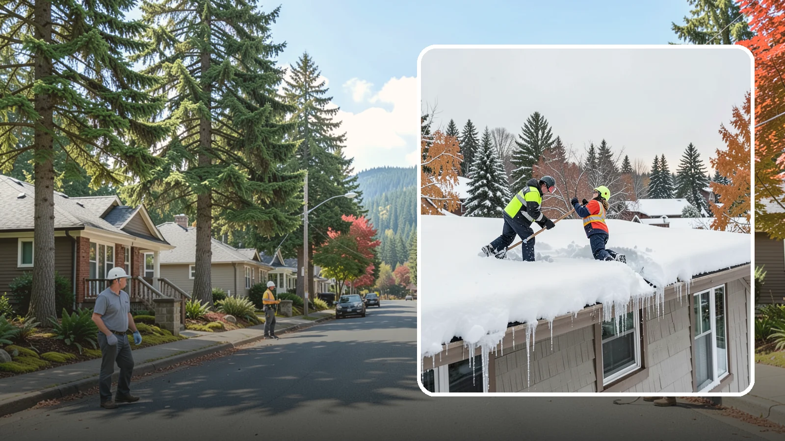 Roof Snow Removal in Hunts Point, King County, WA - We safely remove accumulated snow from residential and light commercial roofs to protect against structural overload.