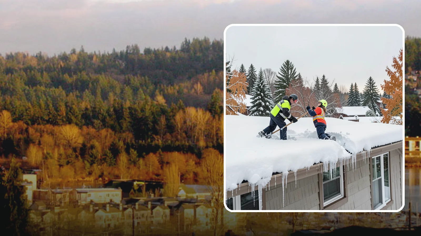 Roof Snow Removal in Kenmore, King County, WA - We safely remove accumulated snow from residential and light commercial roofs to protect against structural overload.