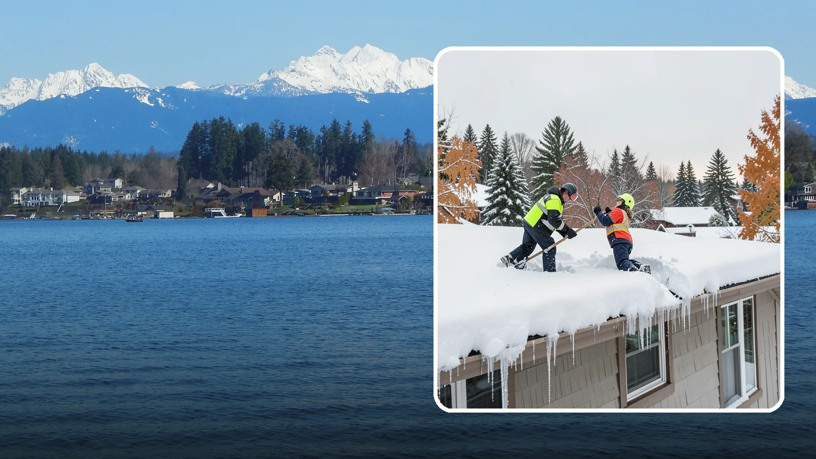 Roof Snow Removal in Lake Stevens, Snohomish County, WA - We safely remove accumulated snow from residential and light commercial roofs to protect against structural overload.