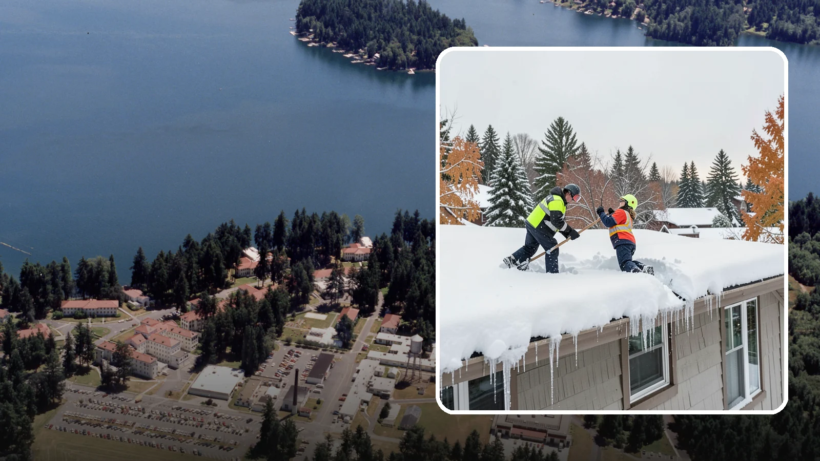 Roof Snow Removal in Lakewood, Pierce County, WA - We safely remove accumulated snow from residential and light commercial roofs to protect against structural overload.