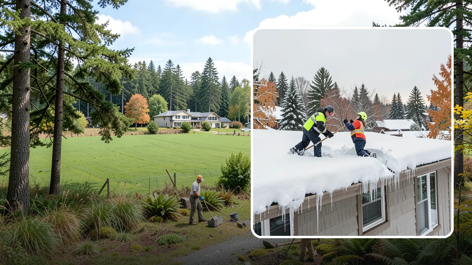Roof Snow Removal in Lyman, Skagit County, WA - We safely remove accumulated snow from residential and light commercial roofs to protect against structural overload.