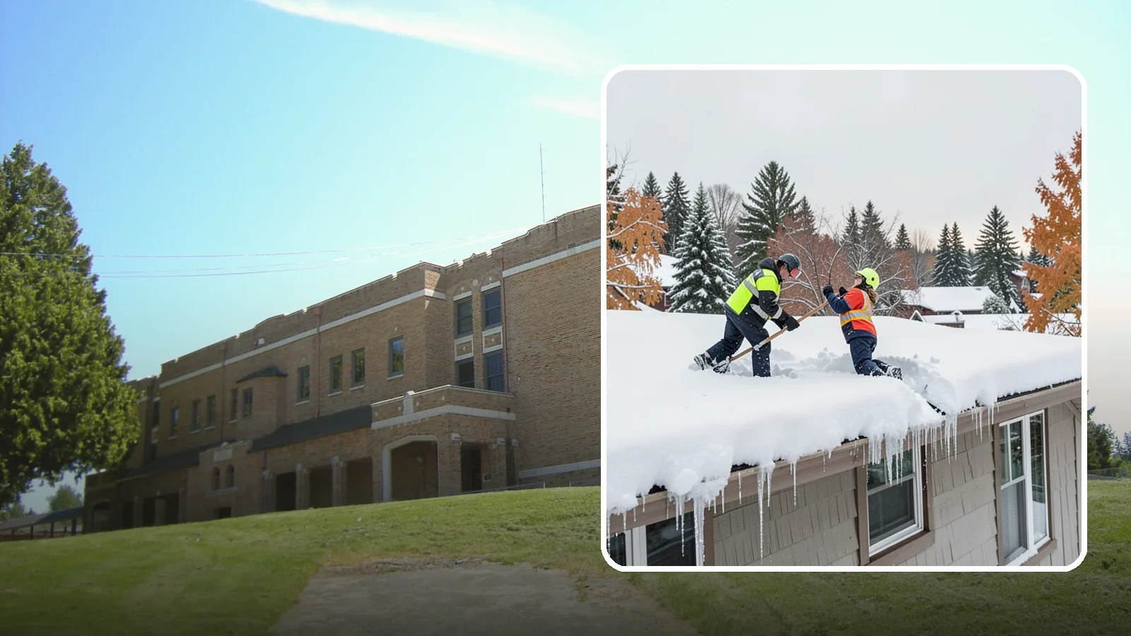 Roof Snow Removal in Maple Valley, King County, WA - We safely remove accumulated snow from residential and light commercial roofs to protect against structural overload.