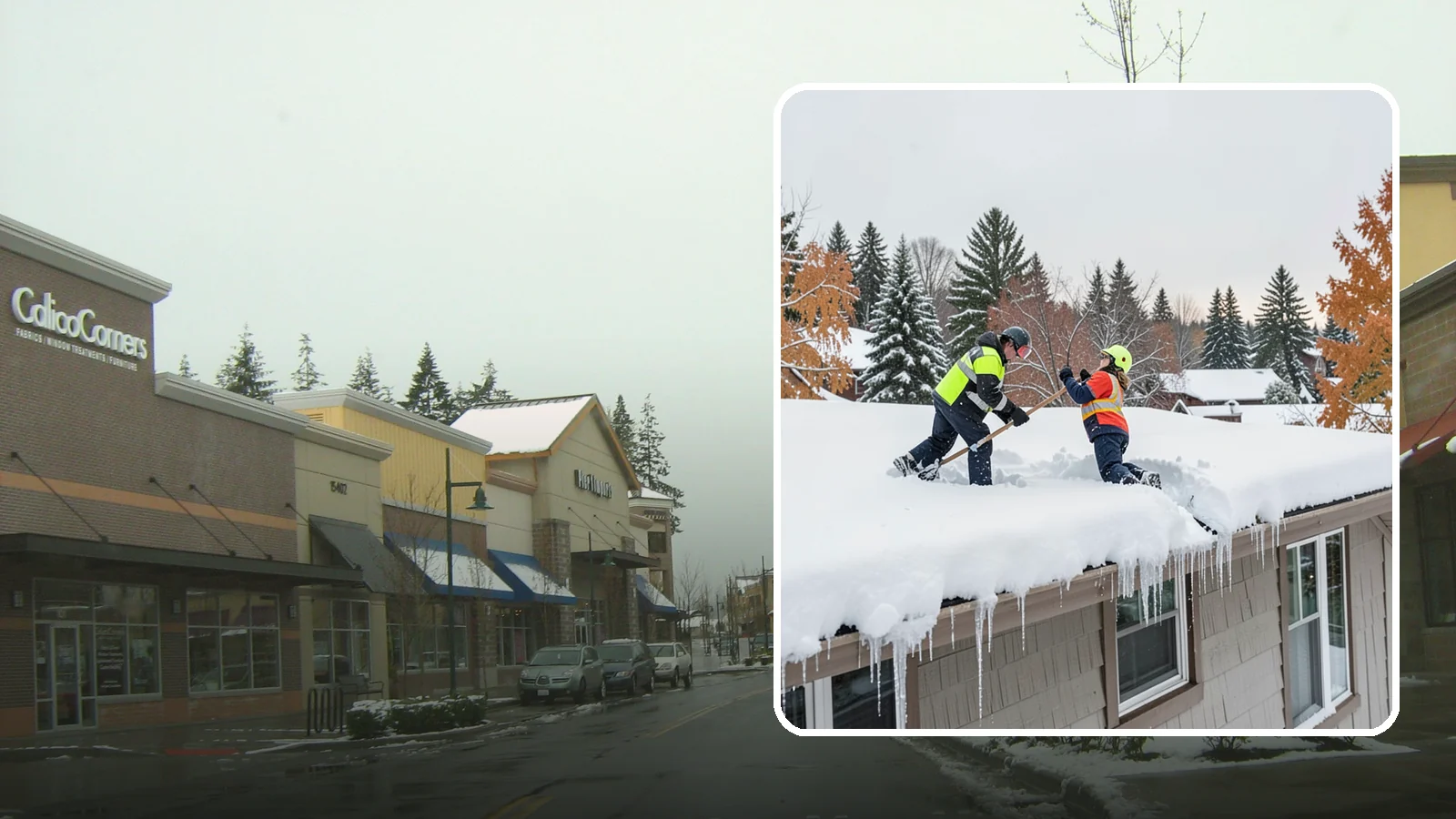 Roof Snow Removal in Mill Creek, Snohomish County, WA - We safely remove accumulated snow from residential and light commercial roofs to protect against structural overload.