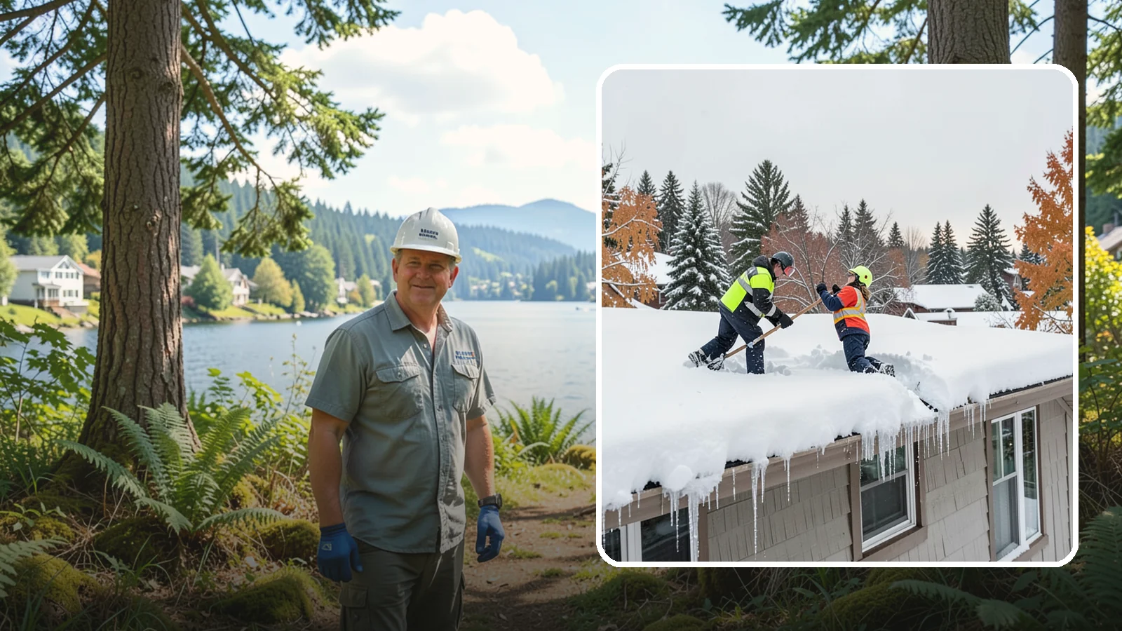 Roof Snow Removal in Milton, King County, WA - We safely remove accumulated snow from residential and light commercial roofs to protect against structural overload.
