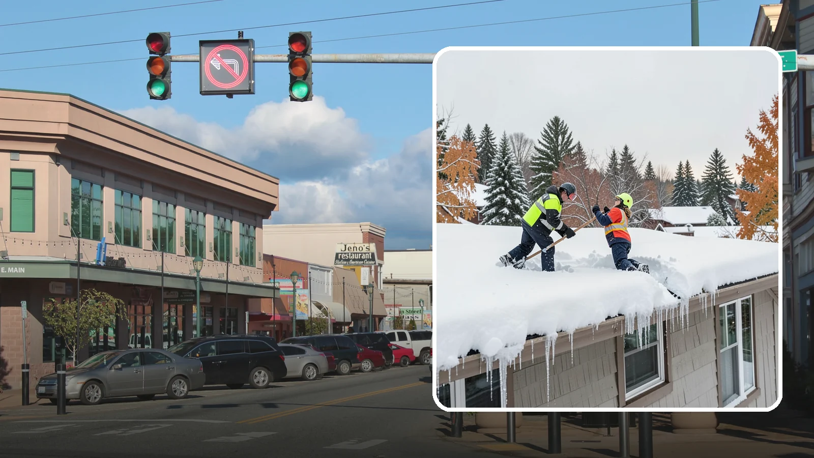 Roof Snow Removal in Monroe, Snohomish County, WA - We safely remove accumulated snow from residential and light commercial roofs to protect against structural overload.