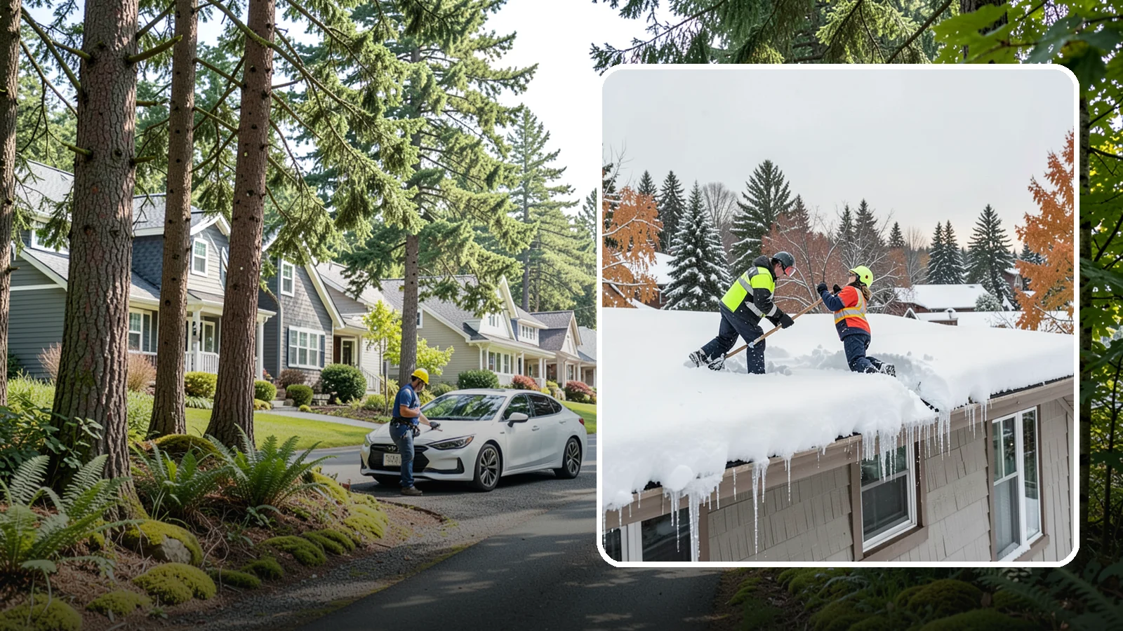 Roof Snow Removal in Normandy Park, King County, WA - We safely remove accumulated snow from residential and light commercial roofs to protect against structural overload.