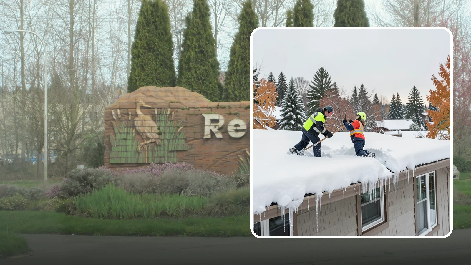 Roof Snow Removal in Renton, King County, WA - We safely remove accumulated snow from residential and light commercial roofs to protect against structural overload.
