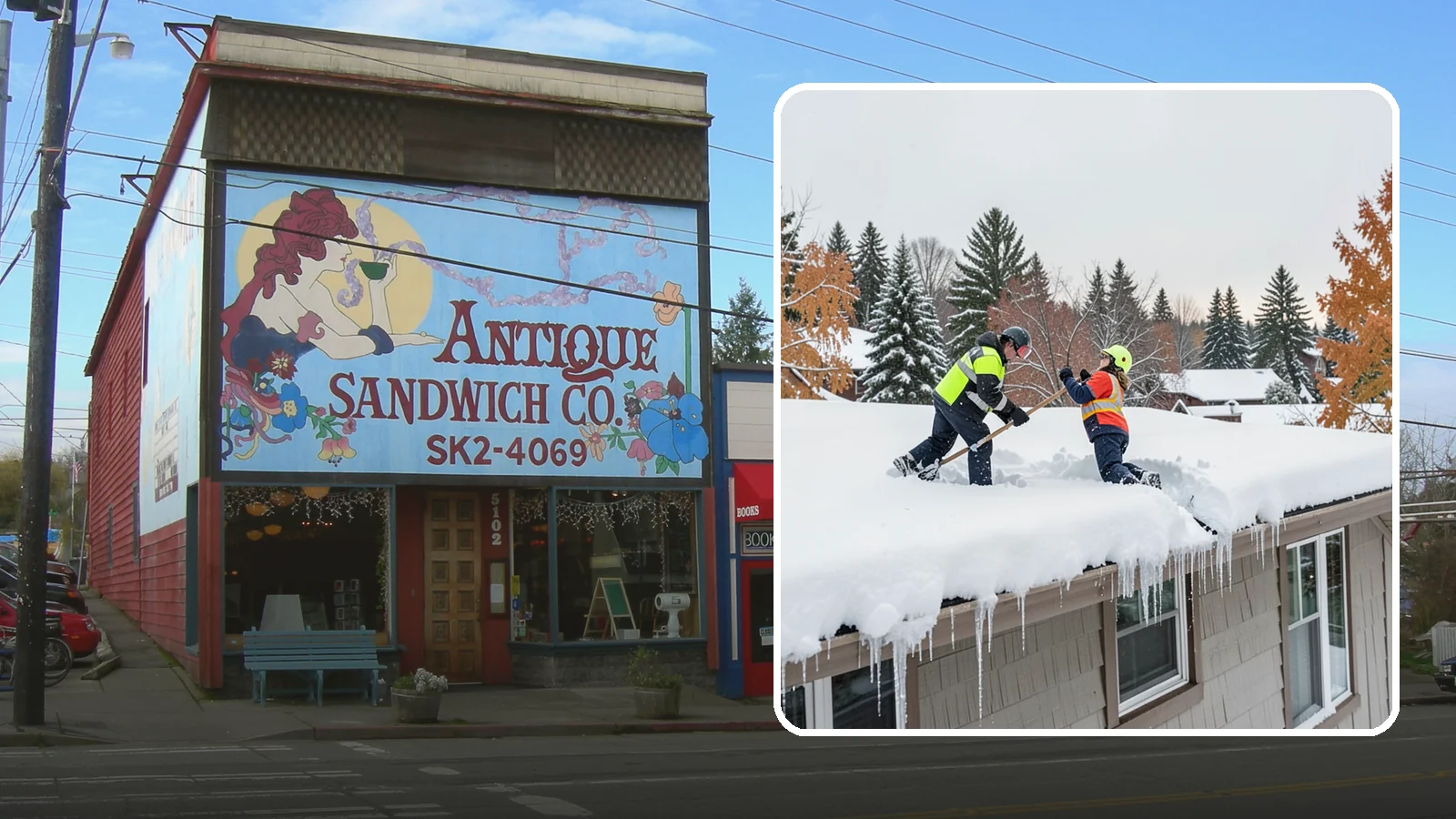 Roof Snow Removal in Ruston, Pierce County, WA - We safely remove accumulated snow from residential and light commercial roofs to protect against structural overload.