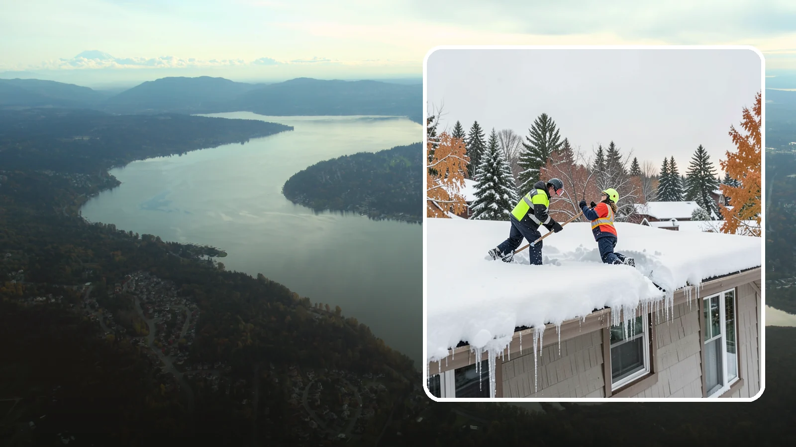 Roof Snow Removal in Sammamish, King County, WA - We safely remove accumulated snow from residential and light commercial roofs to protect against structural overload.