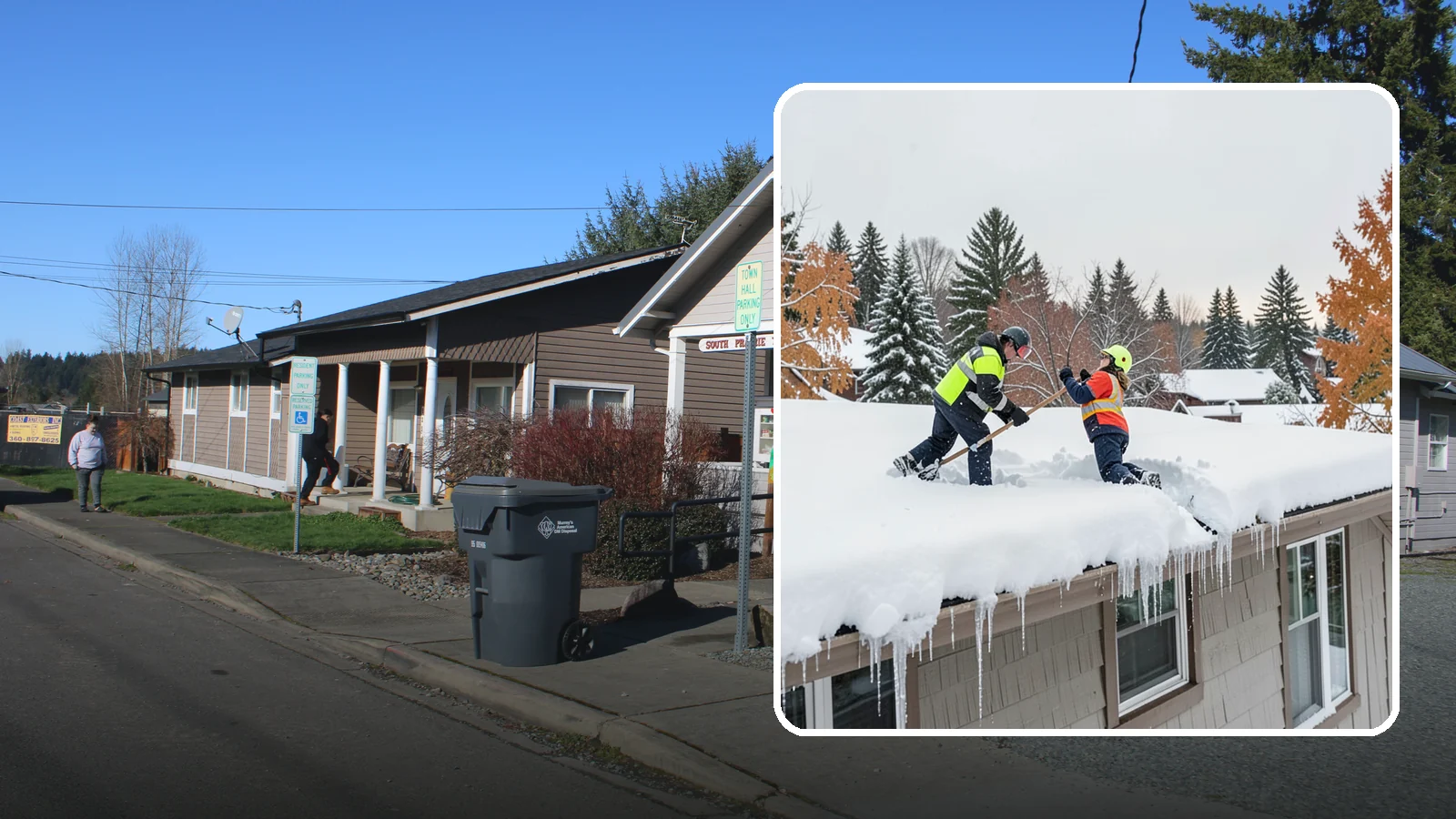 Roof Snow Removal in South Prairie, Pierce County, WA - We safely remove accumulated snow from residential and light commercial roofs to protect against structural overload.