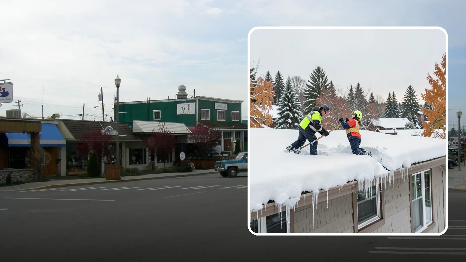Roof Snow Removal in Stanwood, Snohomish County, WA - We safely remove accumulated snow from residential and light commercial roofs to protect against structural overload.