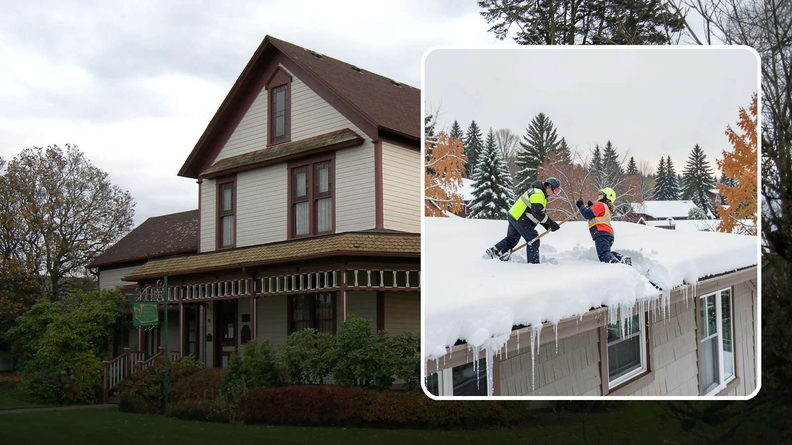Roof Snow Removal in Sumner, Pierce County, WA - We safely remove accumulated snow from residential and light commercial roofs to protect against structural overload.