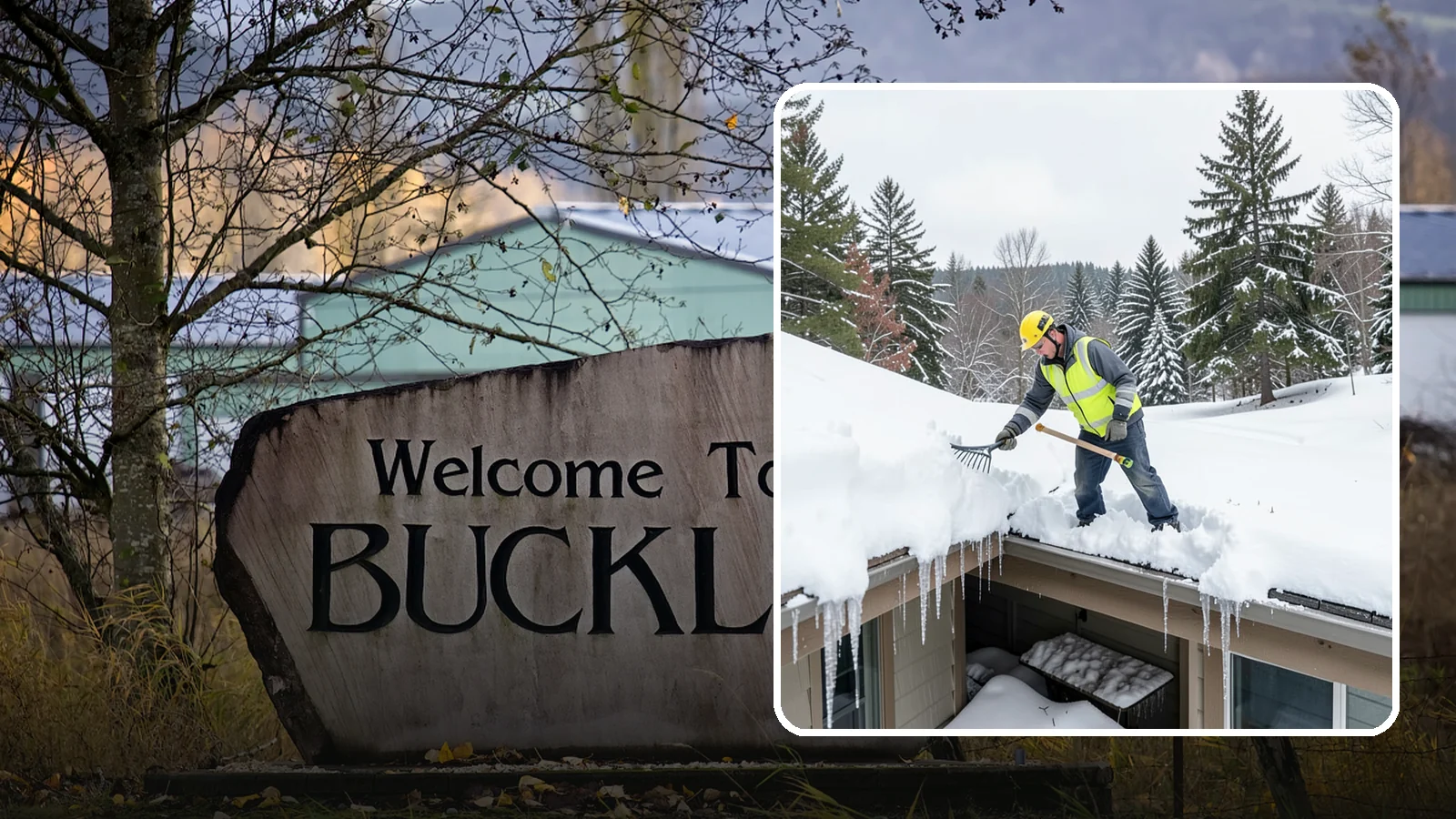 Roof Valley Clearing in Buckley, Pierce County, WA - We clear snow and ice from roof valleys where heavy Northwest accumulation and ice dams concentrate.