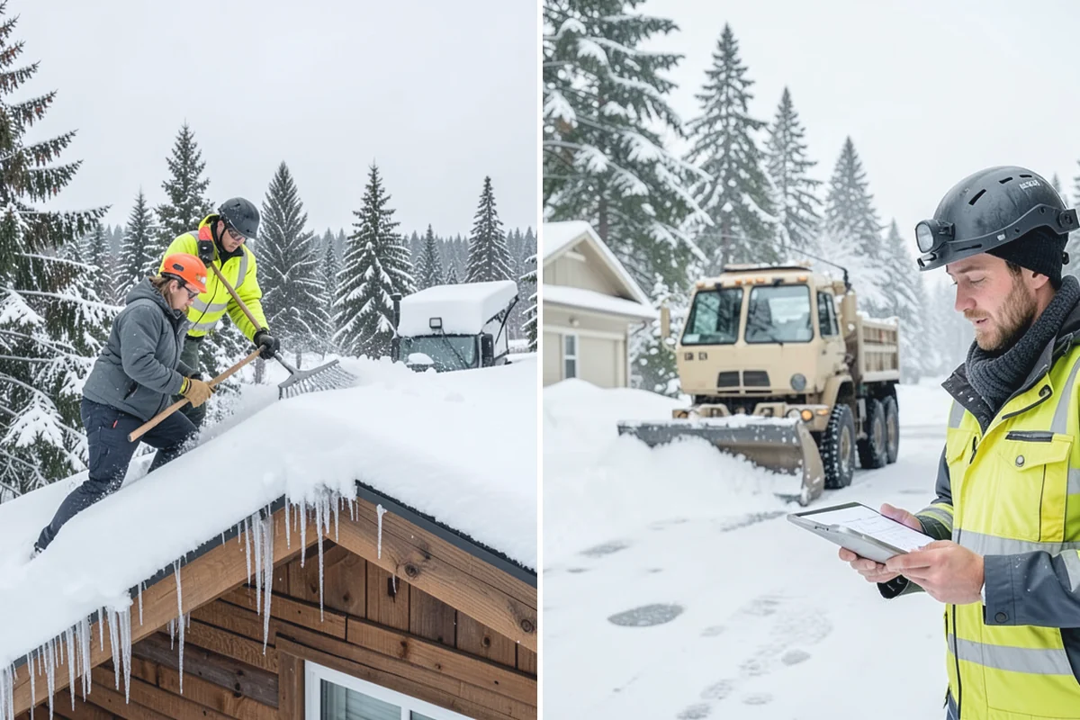 Roof Valley Clearing in Coupeville, Island County, WA - Locate valleys holding packed snow or ice