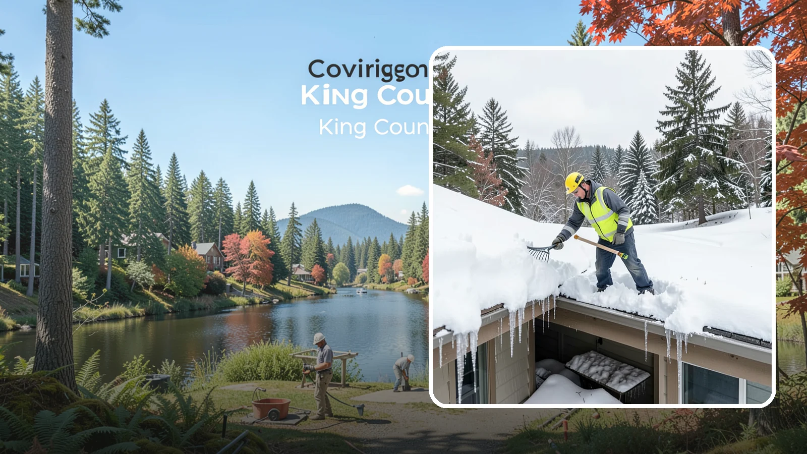 Roof Valley Clearing in Covington, King County, WA - We clear snow and ice from roof valleys where heavy Northwest accumulation and ice dams concentrate.