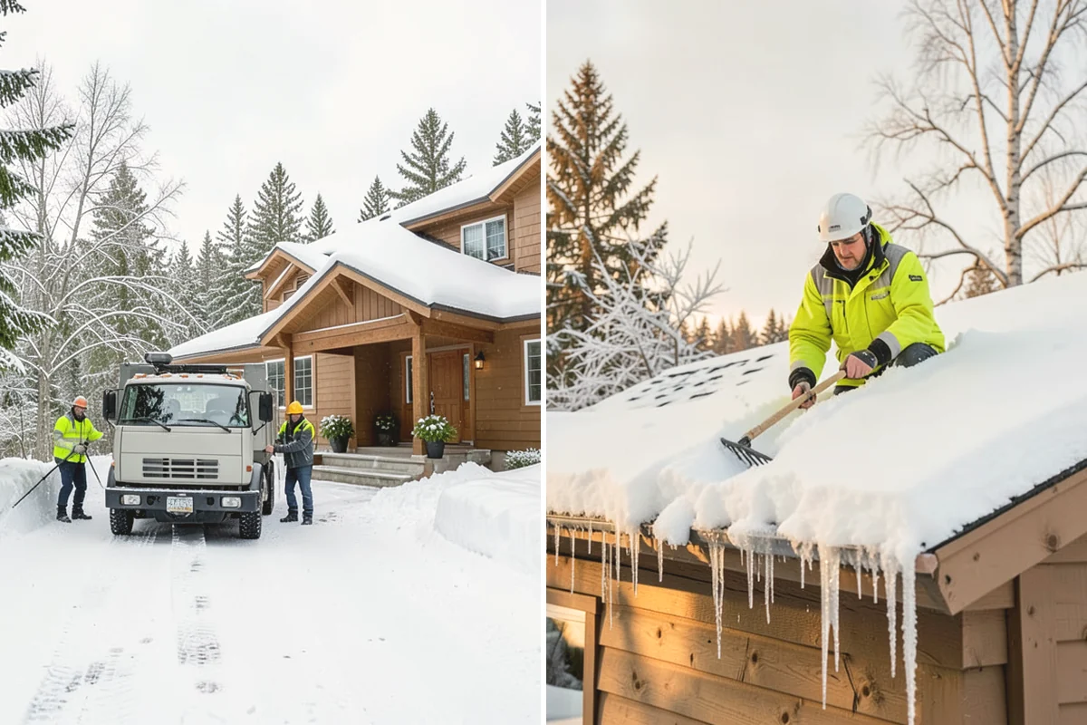 Roof Valley Clearing in Covington, King County, WA - Locate valleys holding packed snow or ice