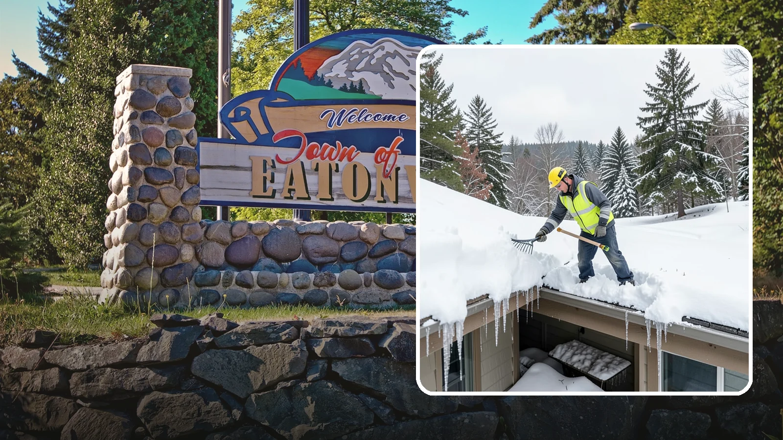 Roof Valley Clearing in Eatonville, Pierce County, WA - We clear snow and ice from roof valleys where heavy Northwest accumulation and ice dams concentrate.