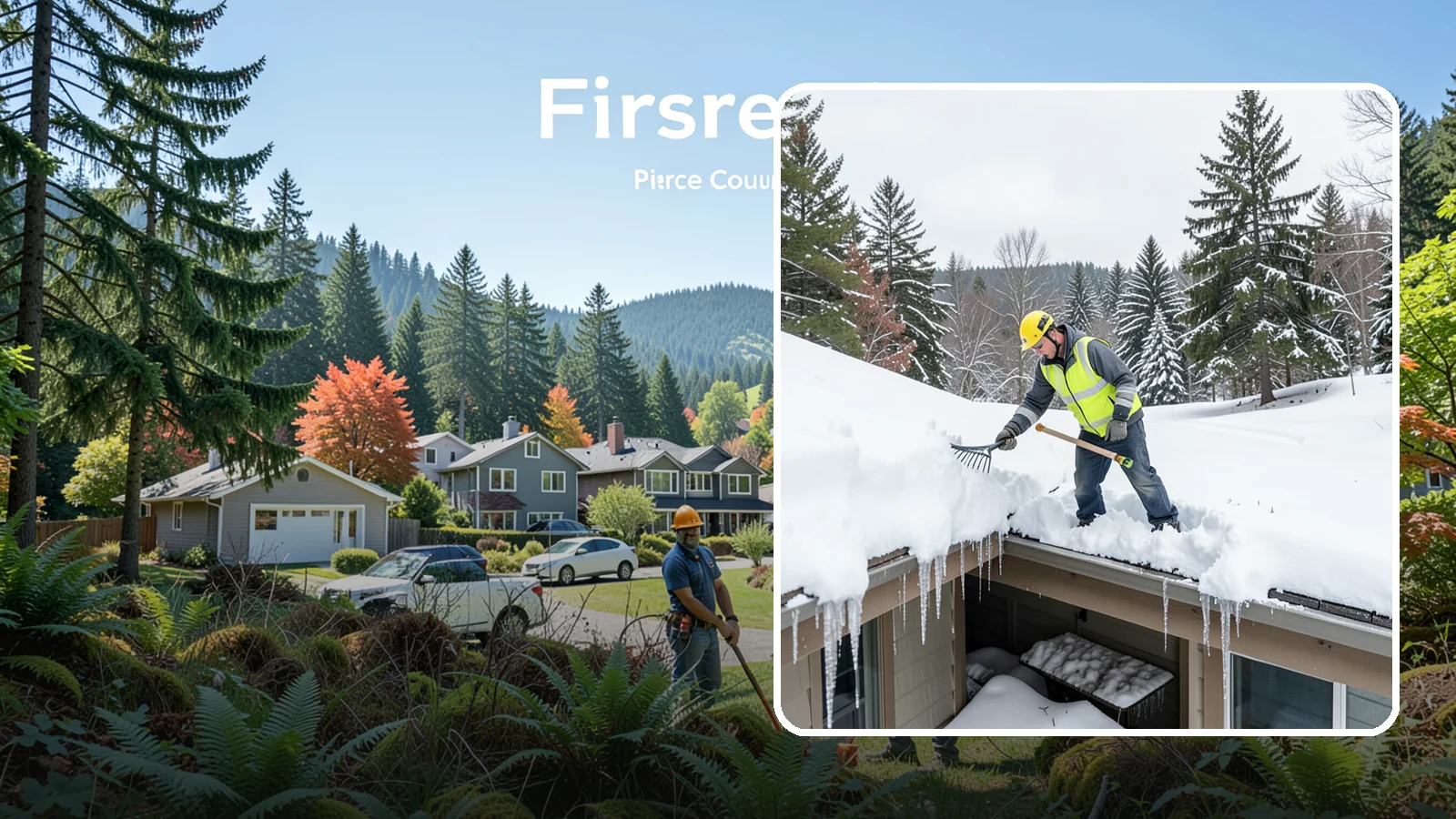 Roof Valley Clearing in Fircrest, Pierce County, WA - We clear snow and ice from roof valleys where heavy Northwest accumulation and ice dams concentrate.