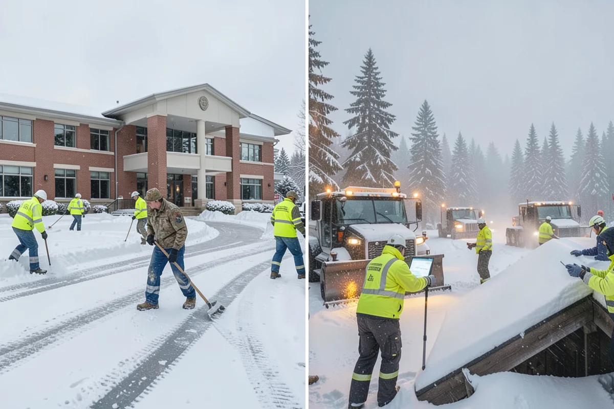 Roof Valley Clearing in Hamilton, Skagit County, WA - Locate valleys holding packed snow or ice