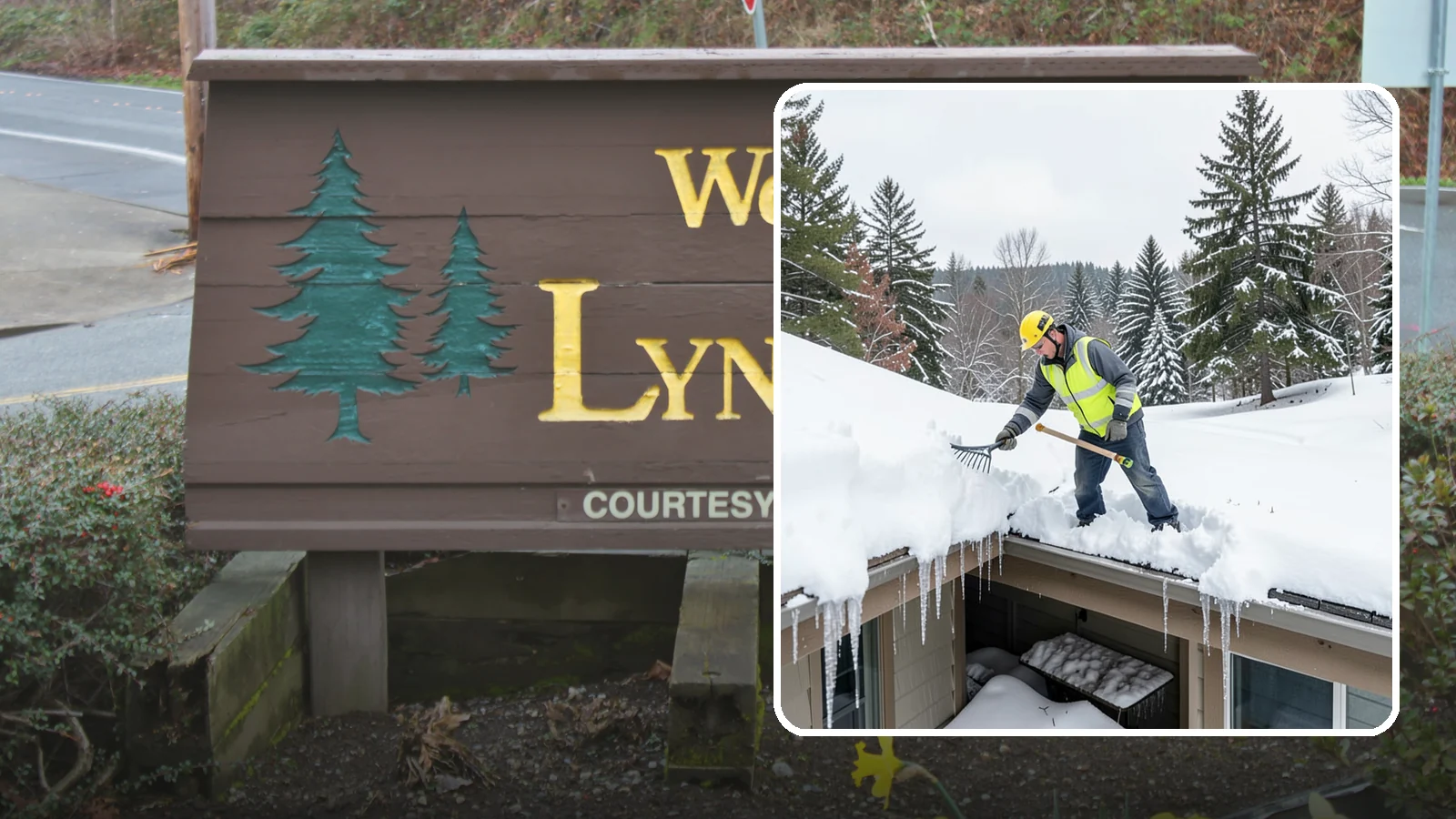 Roof Valley Clearing in Lynnwood, Snohomish County, WA - We clear snow and ice from roof valleys where heavy Northwest accumulation and ice dams concentrate.