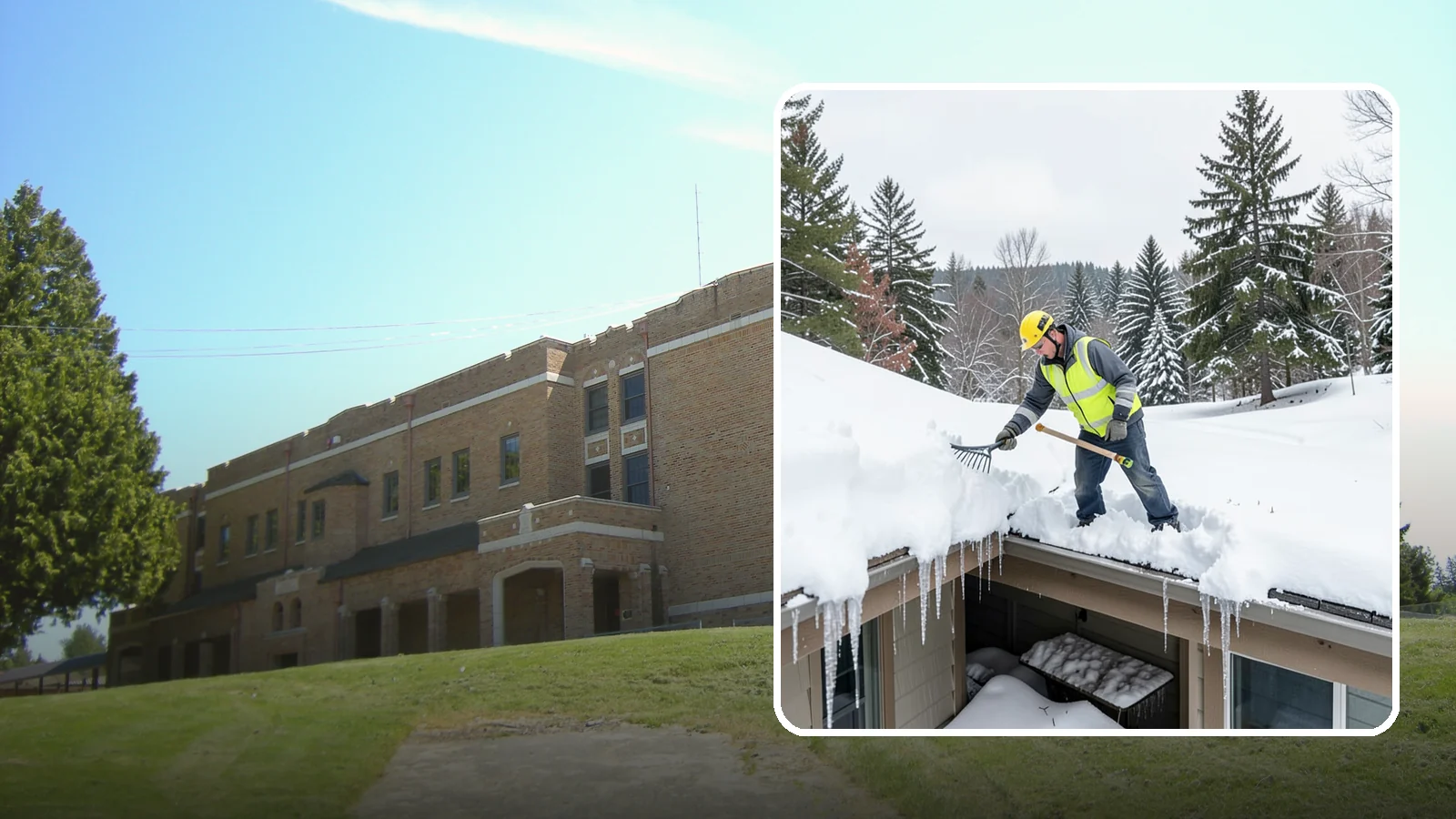 Roof Valley Clearing in Maple Valley, King County, WA - We clear snow and ice from roof valleys where heavy Northwest accumulation and ice dams concentrate.