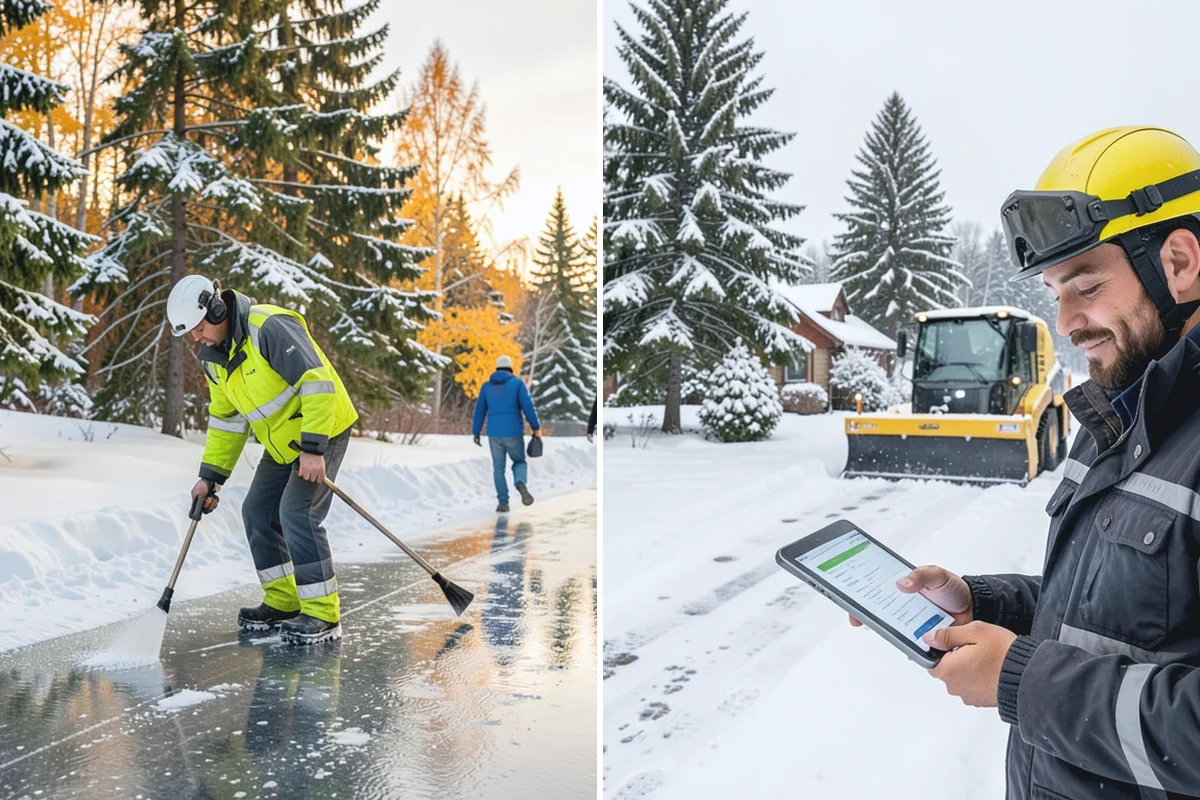 Roof Valley Clearing in Medina, King County, WA - Locate valleys holding packed snow or ice
