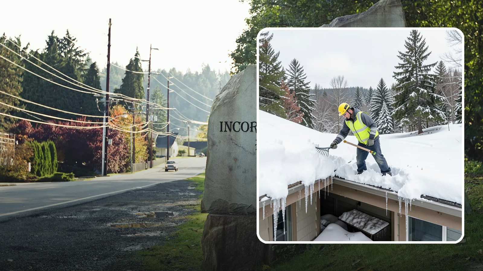 Roof Valley Clearing in Wilkeson, Pierce County, WA - We clear snow and ice from roof valleys where heavy Northwest accumulation and ice dams concentrate.