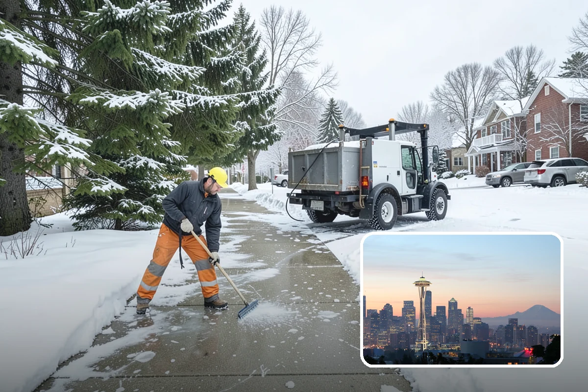 Rooftop Parking Snow Removal in Seattle, King County, WA - Manages snow weight within the deck's structural load limits