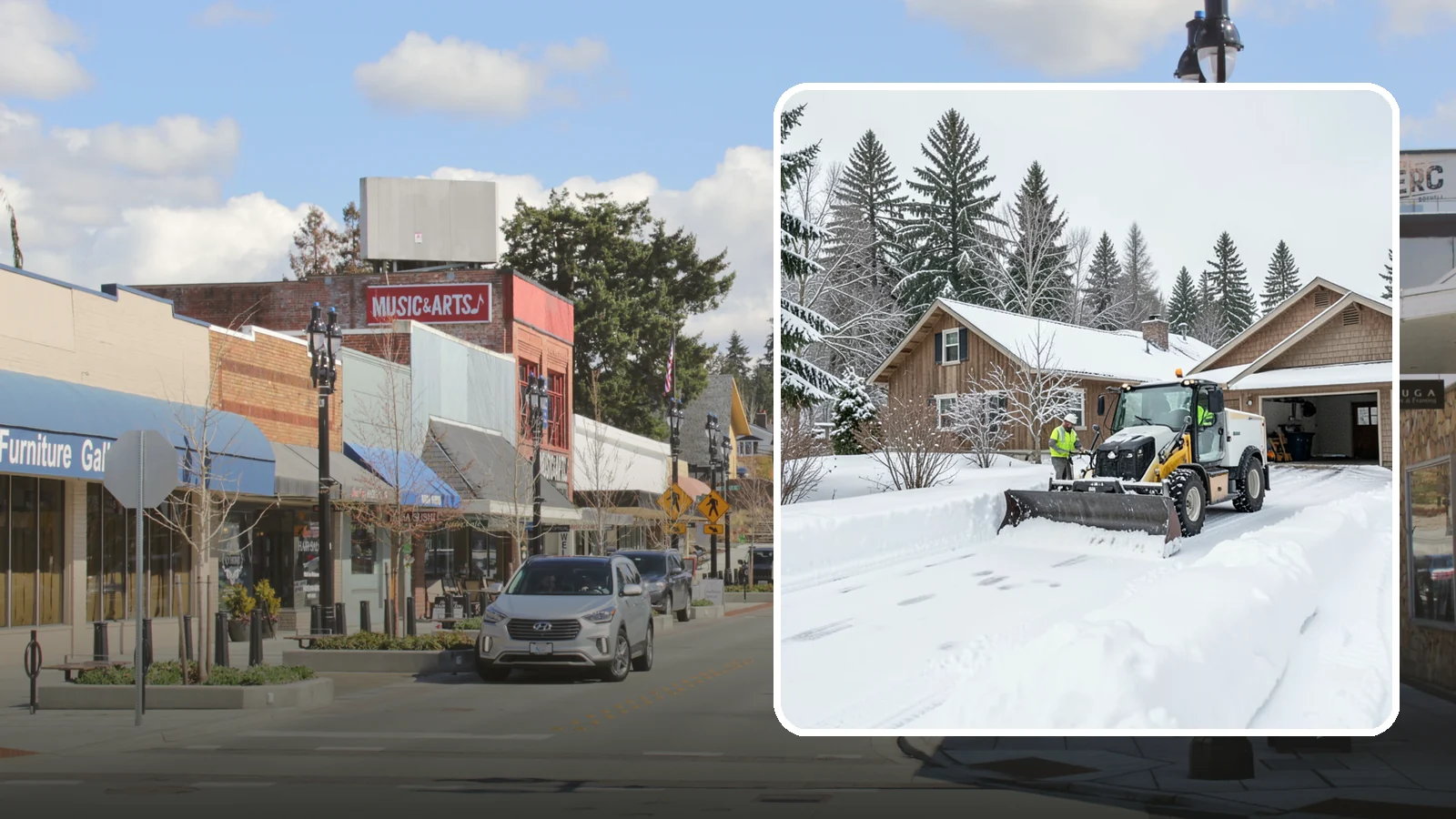 Rural Property Snow Removal in Bothell, King County, WA - We clear long lanes, outbuilding access, and gates on rural Western Washington parcels the lowland plows never reach.