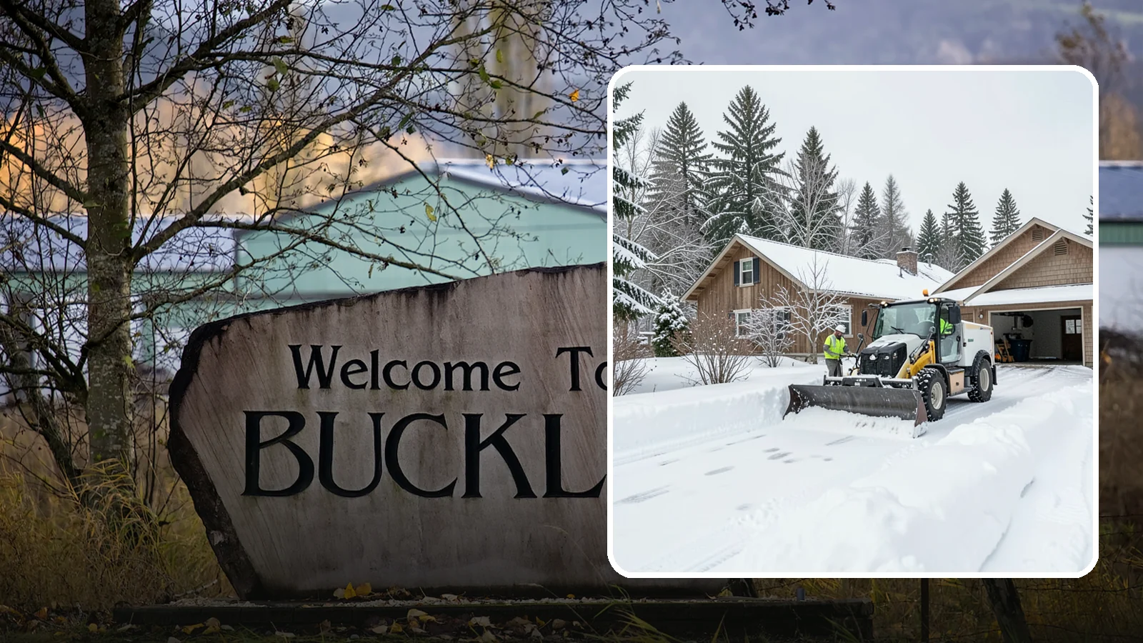 Rural Property Snow Removal in Buckley, Pierce County, WA - We clear long lanes, outbuilding access, and gates on rural Western Washington parcels the lowland plows never reach.