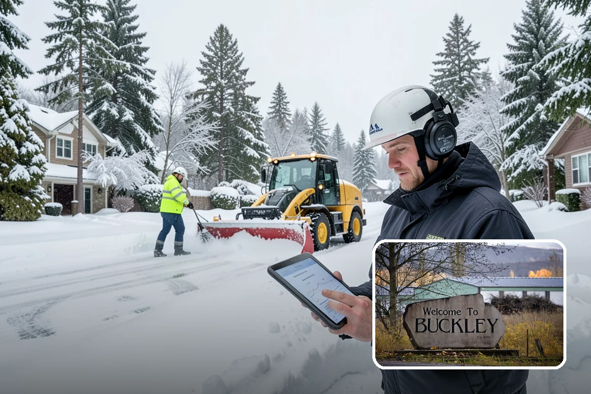 Rural Property Snow Removal in Buckley, Pierce County, WA - Clears long private lanes municipal plows won't touch