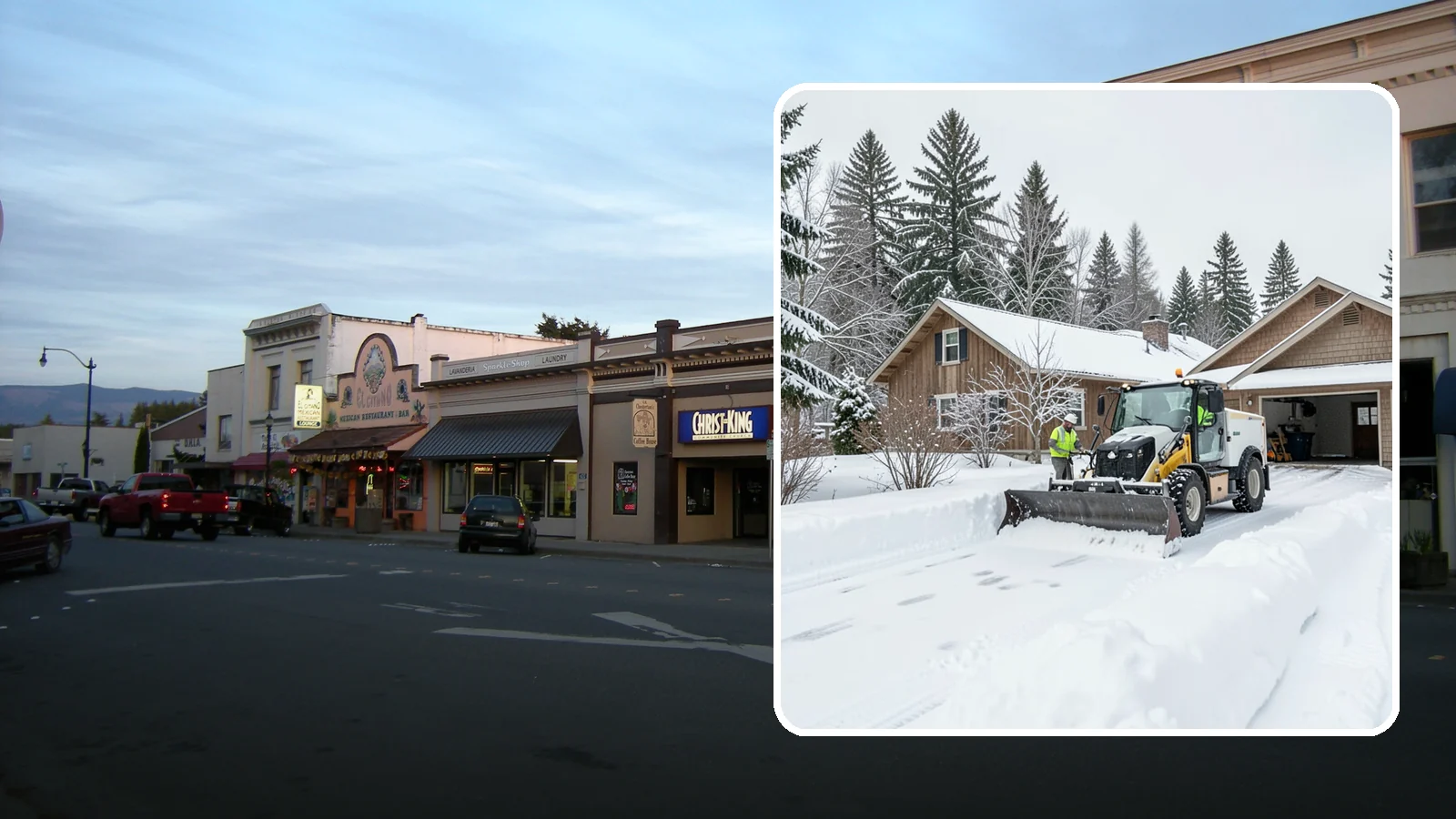 Rural Property Snow Removal in Burlington, Skagit County, WA - We clear long lanes, outbuilding access, and gates on rural Western Washington parcels the lowland plows never reach.