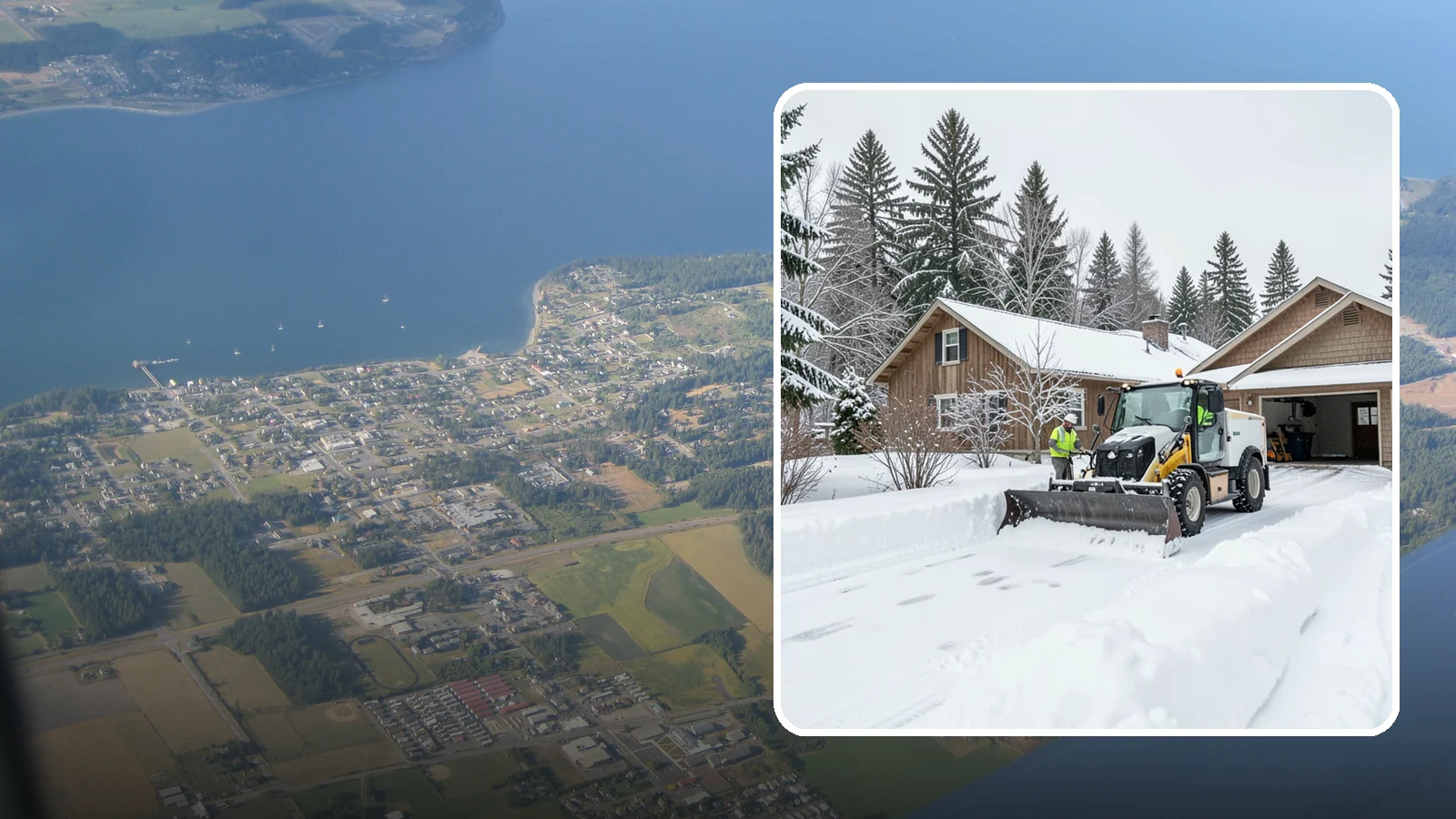Rural Property Snow Removal in Coupeville, Island County, WA - We clear long lanes, outbuilding access, and gates on rural Western Washington parcels the lowland plows never reach.